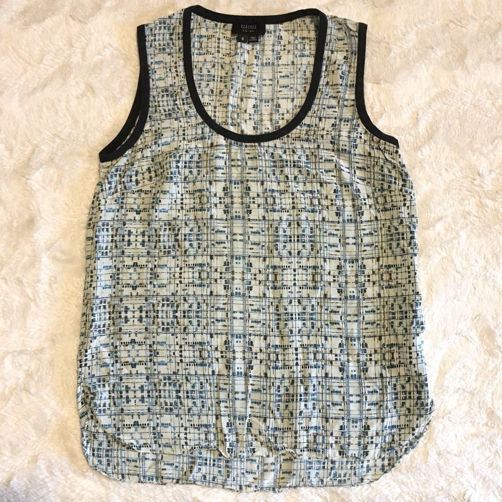 Barneys New York CO-OP 100% Silk Art Museum Print Tank Top